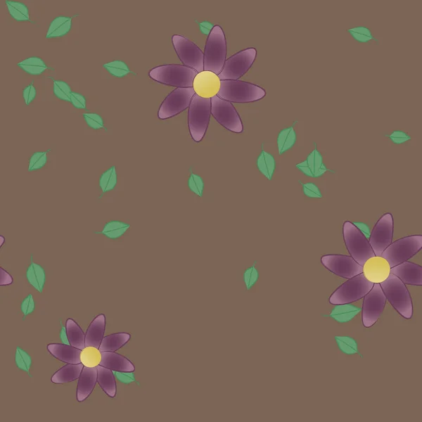 Composición Libre Con Flores Colores Simples Hojas Verdes Para Papel — Vector de stock