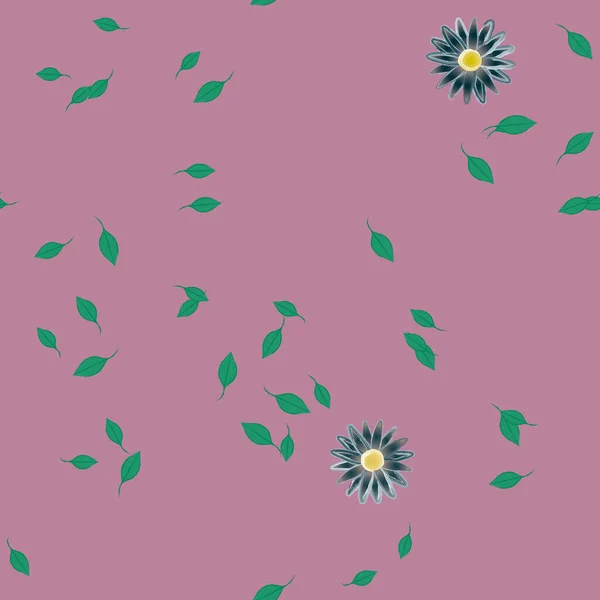 Composição Design Com Flores Simples Folhas Verdes Ilustração Vetorial — Vetor de Stock