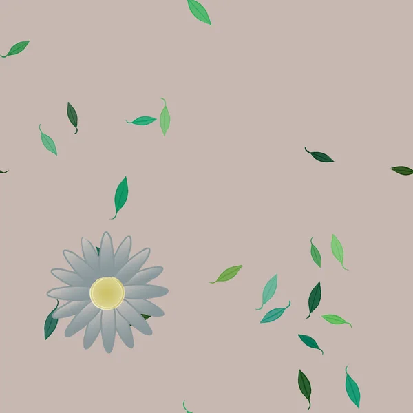 Composição Design Com Flores Simples Folhas Verdes Ilustração Vetorial — Vetor de Stock