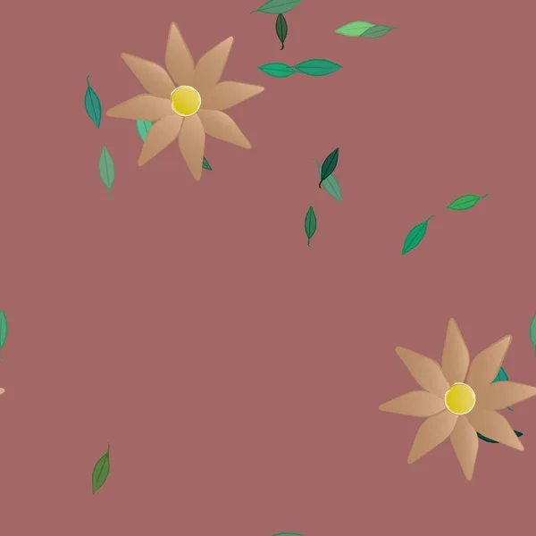 Fleurs Simples Avec Des Feuilles Vertes Composition Libre Illustration Vectorielle — Image vectorielle