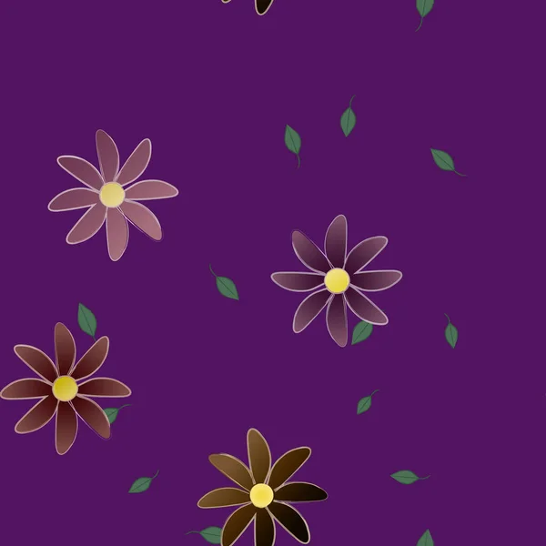 Composición Diseño Con Flores Simples Hojas Verdes Ilustración Vectorial — Vector de stock