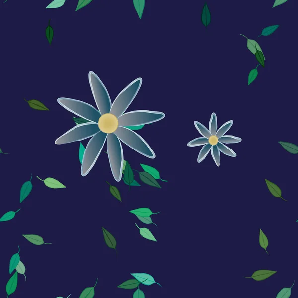 Composición Libre Con Flores Colores Simples Hojas Verdes Para Papel — Vector de stock