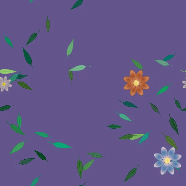 Composition Design Avec Fleurs Simples Feuilles Vertes Illustration Vectorielle — Image vectorielle