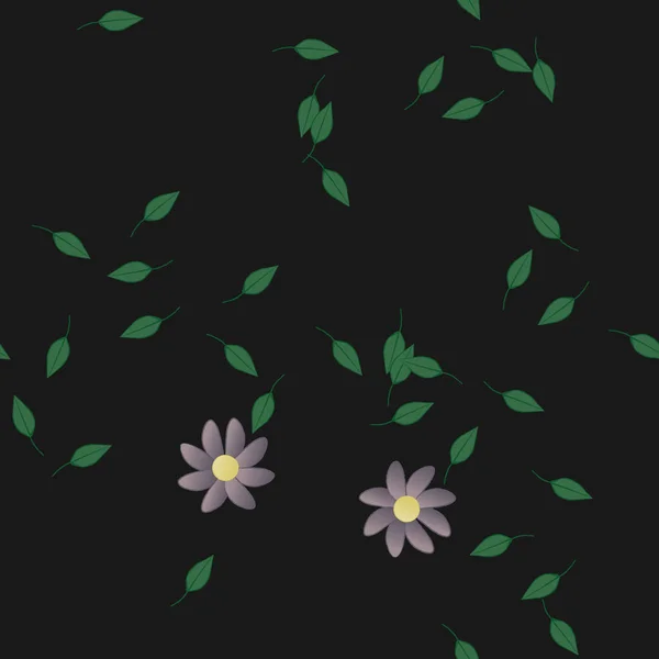 Composition Design Avec Fleurs Simples Feuilles Vertes Illustration Vectorielle — Image vectorielle