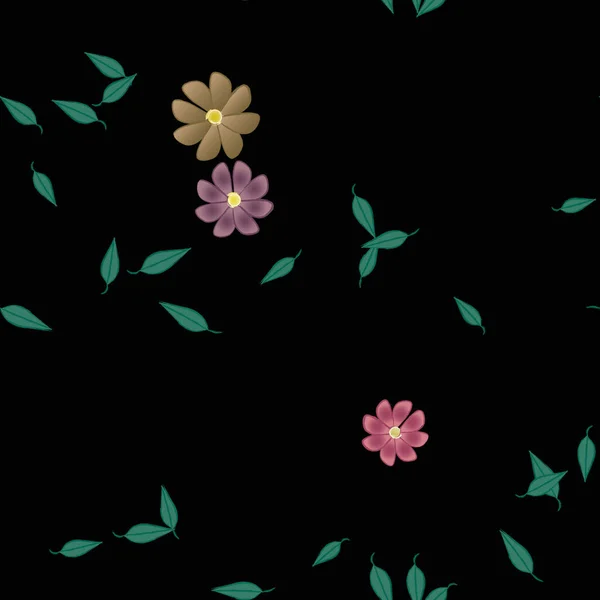 Composición Libre Con Flores Colores Simples Hojas Verdes Para Papel — Vector de stock