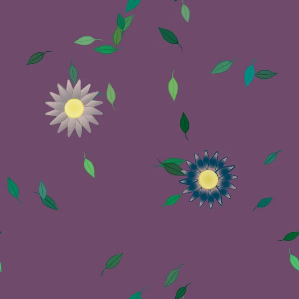 Composición Libre Con Flores Colores Simples Hojas Verdes Para Papel — Vector de stock