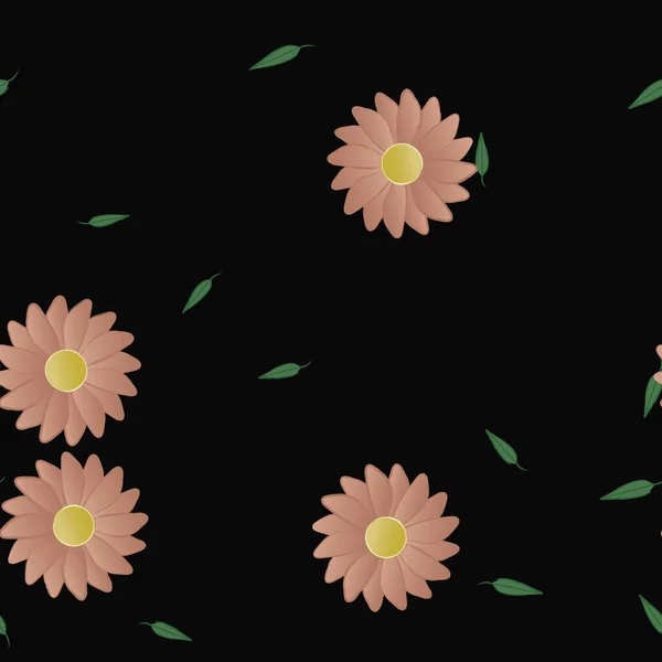 Fleurs Simples Avec Des Feuilles Vertes Composition Libre Illustration Vectorielle — Image vectorielle