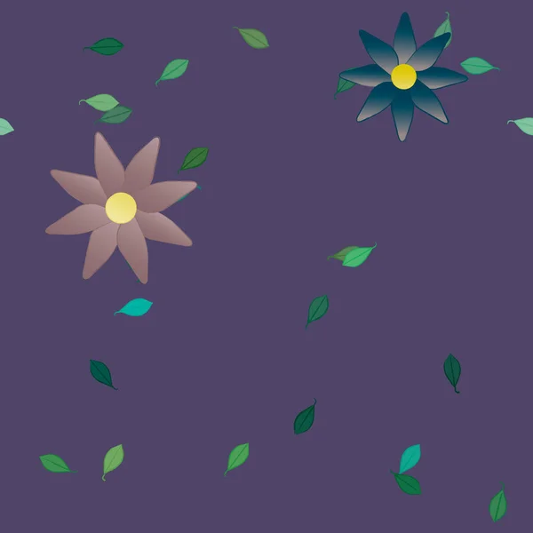 Composición Libre Con Flores Colores Simples Hojas Verdes Para Papel — Archivo Imágenes Vectoriales