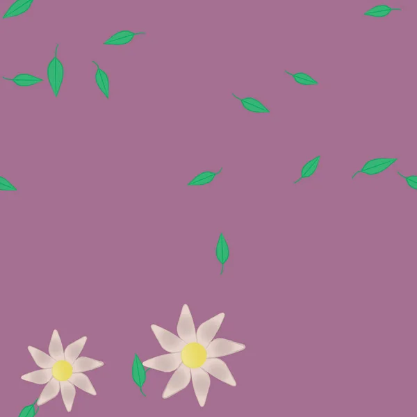 Composition Design Avec Fleurs Simples Feuilles Vertes Illustration Vectorielle — Image vectorielle