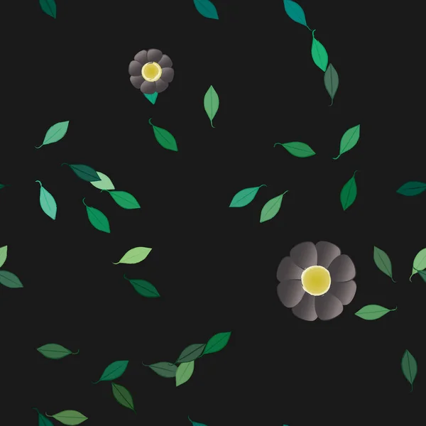 Composition Design Avec Fleurs Simples Feuilles Vertes Illustration Vectorielle — Image vectorielle