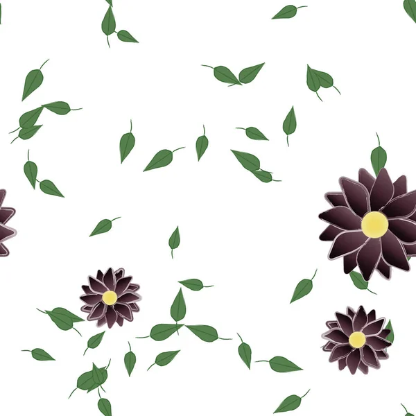 Composição Design Com Flores Simples Folhas Verdes Ilustração Vetorial — Vetor de Stock