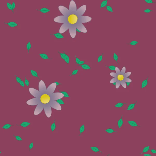 Composição Design Com Flores Simples Folhas Verdes Ilustração Vetorial —  Vetores de Stock