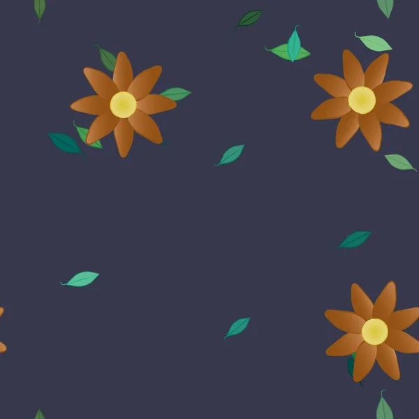 Belle Composition Avec Des Fleurs Colorées Simples Des Feuilles Vertes — Image vectorielle