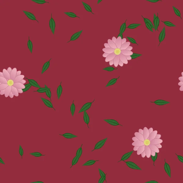 Composição Design Com Flores Simples Folhas Verdes Ilustração Vetorial — Vetor de Stock