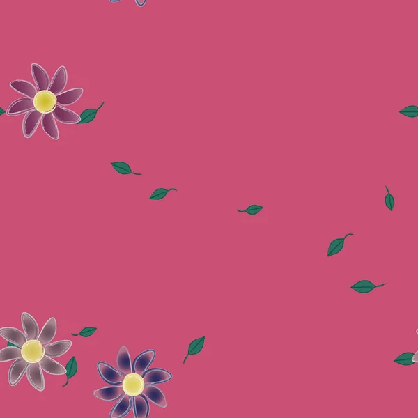 Composition Design Avec Fleurs Simples Feuilles Vertes Illustration Vectorielle — Image vectorielle