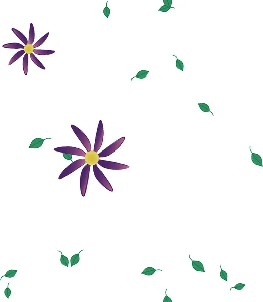 Composition Design Avec Fleurs Simples Feuilles Vertes Illustration Vectorielle — Image vectorielle