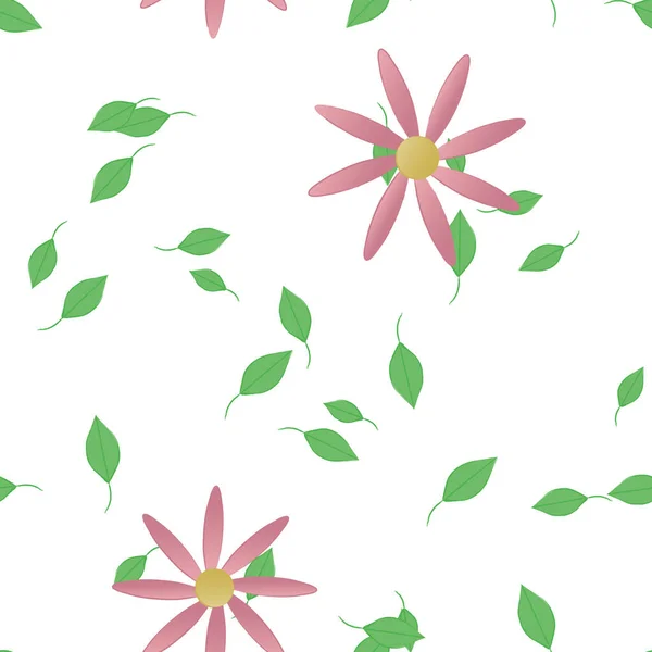 Composition Design Avec Fleurs Simples Feuilles Vertes Illustration Vectorielle — Image vectorielle