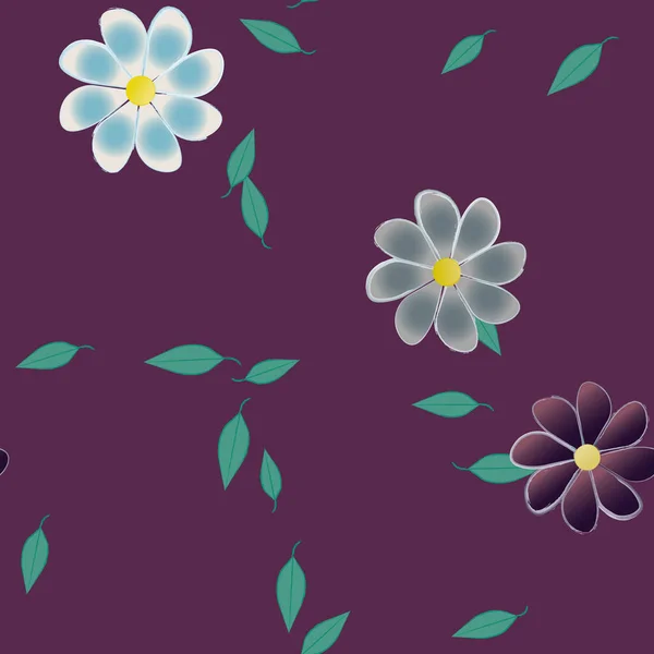 Composição Design Com Flores Simples Folhas Verdes Ilustração Vetorial — Vetor de Stock