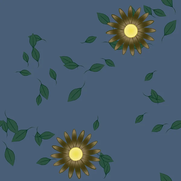 Composition Design Avec Fleurs Simples Feuilles Vertes Illustration Vectorielle — Image vectorielle