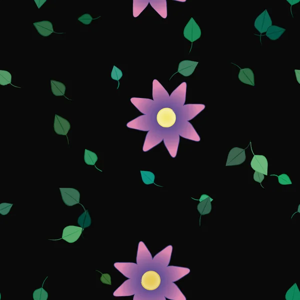 Hermosa Composición Con Flores Colores Simples Hojas Verdes Fondo Ilustración — Archivo Imágenes Vectoriales