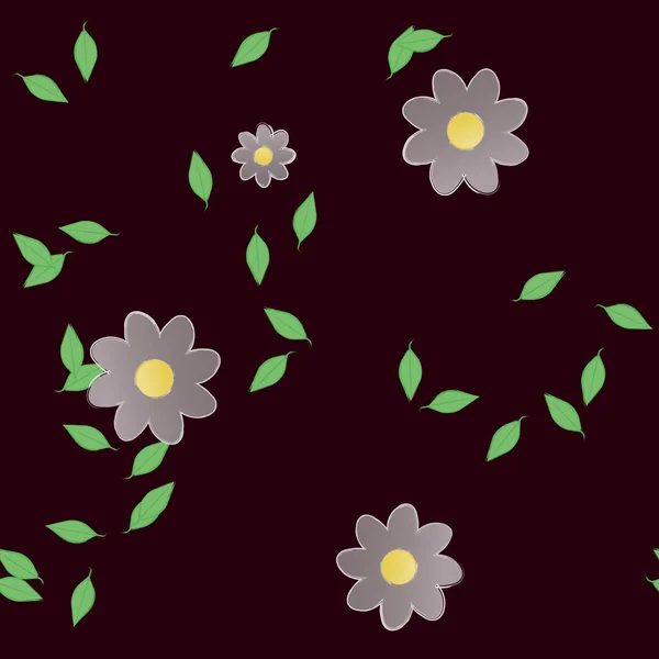 Composición Libre Con Flores Colores Simples Hojas Verdes Para Papel — Archivo Imágenes Vectoriales