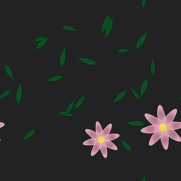 Composición Libre Con Flores Colores Simples Hojas Verdes Para Papel — Archivo Imágenes Vectoriales