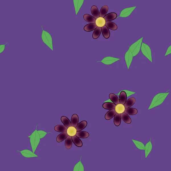 Composición Libre Con Flores Colores Simples Hojas Verdes Para Papel — Vector de stock