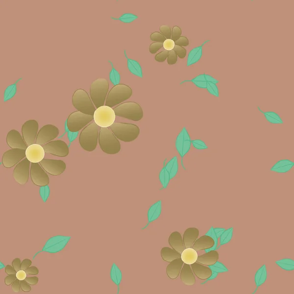 Composition Design Avec Fleurs Simples Feuilles Vertes Illustration Vectorielle — Image vectorielle