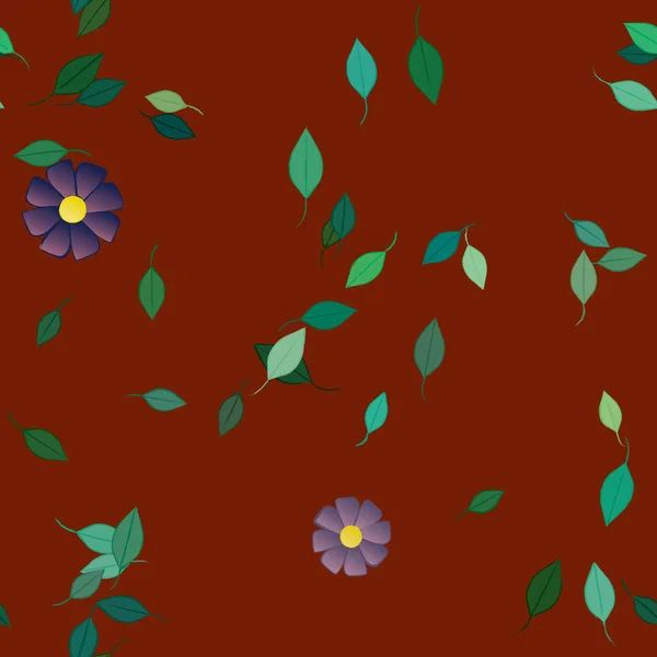 Composición Libre Con Flores Colores Simples Hojas Verdes Para Papel — Vector de stock