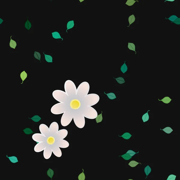 Composición Libre Con Flores Colores Simples Hojas Verdes Para Papel — Vector de stock