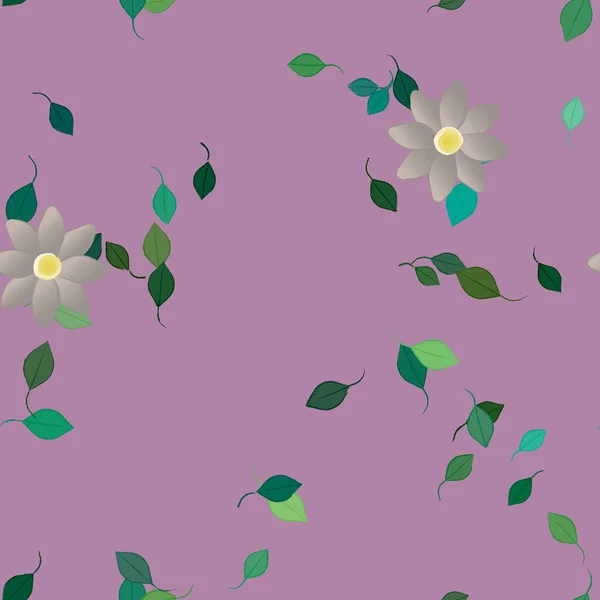 Fleurs Simples Avec Des Feuilles Vertes Composition Libre Illustration Vectorielle — Image vectorielle