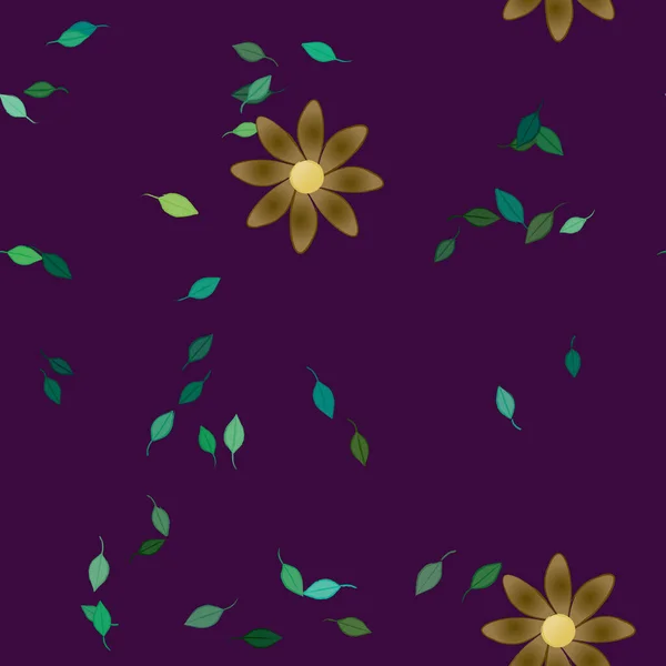 Composition Design Avec Fleurs Simples Feuilles Vertes Illustration Vectorielle — Image vectorielle