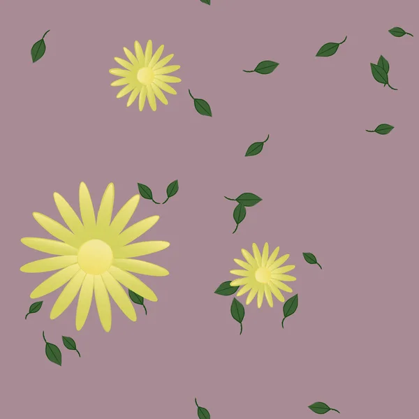 Composición Libre Con Flores Colores Simples Hojas Verdes Para Papel — Vector de stock