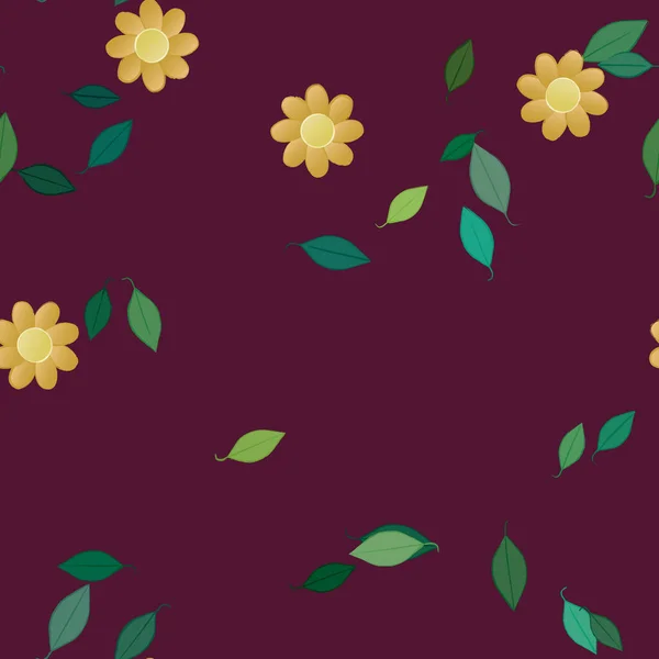 Composition Design Avec Fleurs Simples Feuilles Vertes Illustration Vectorielle — Image vectorielle