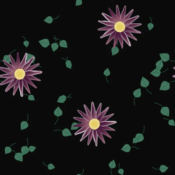 Composición Libre Con Flores Colores Simples Hojas Verdes Para Papel — Vector de stock