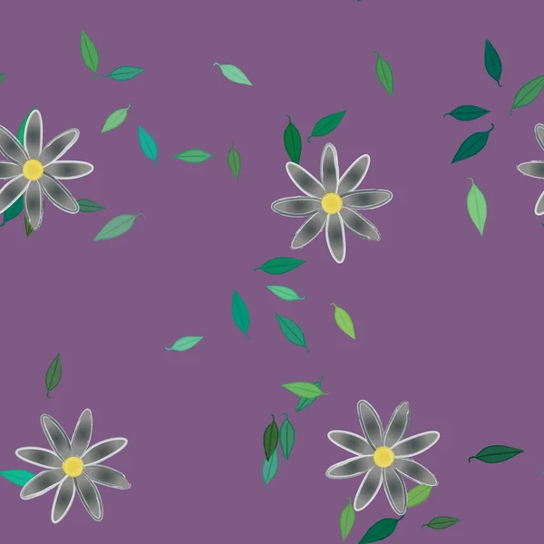 Composición Libre Con Flores Colores Simples Hojas Verdes Para Papel — Vector de stock