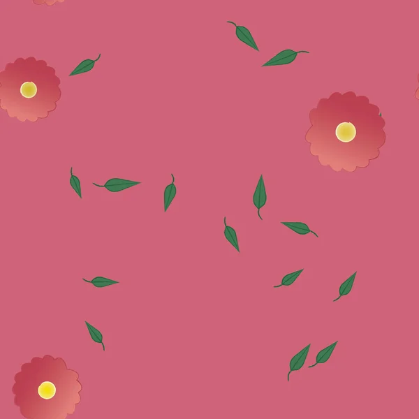 Composición Diseño Con Flores Simples Hojas Verdes Ilustración Vectorial — Archivo Imágenes Vectoriales