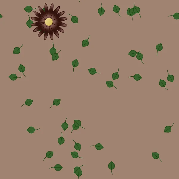 Composição Design Com Flores Simples Folhas Verdes Ilustração Vetorial — Vetor de Stock