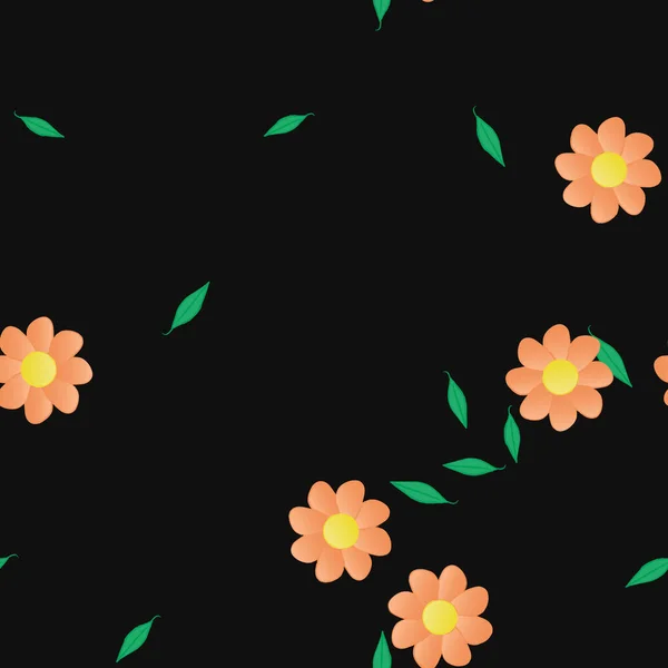 Composition Design Avec Fleurs Simples Feuilles Vertes Illustration Vectorielle — Image vectorielle