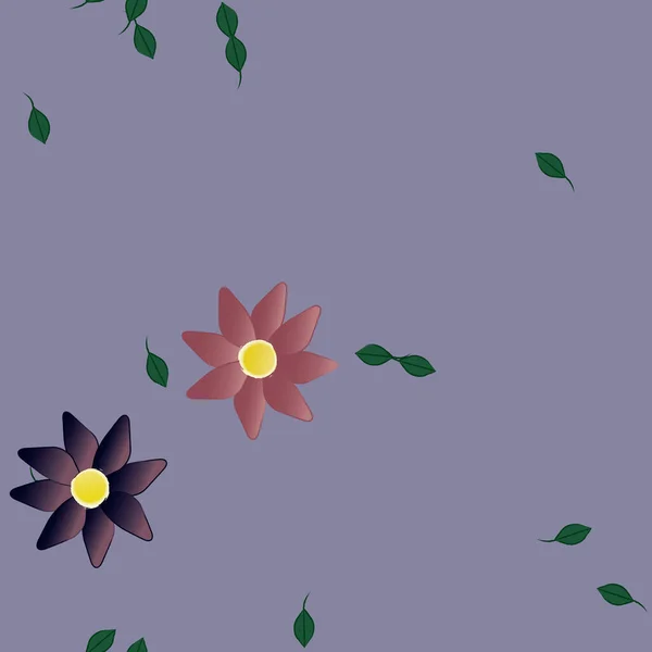 Composition Design Avec Fleurs Simples Feuilles Vertes Illustration Vectorielle — Image vectorielle