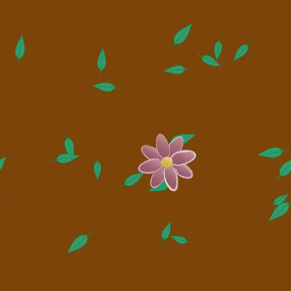 Composition Design Avec Fleurs Simples Feuilles Vertes Illustration Vectorielle — Image vectorielle