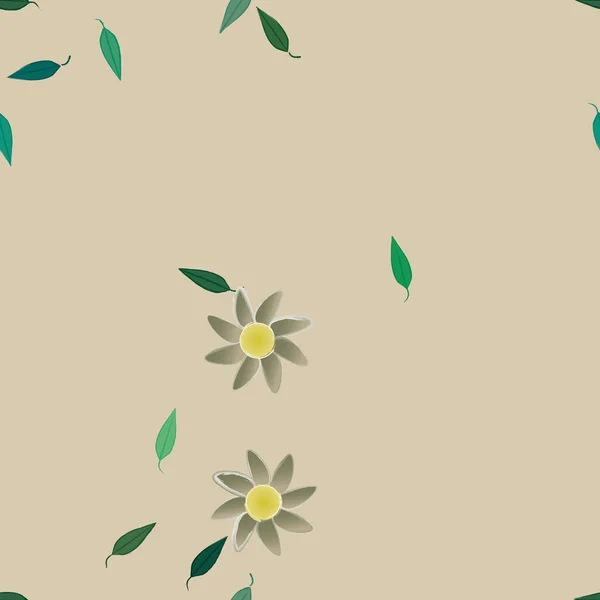 Composición Libre Con Flores Colores Simples Hojas Verdes Para Papel — Vector de stock