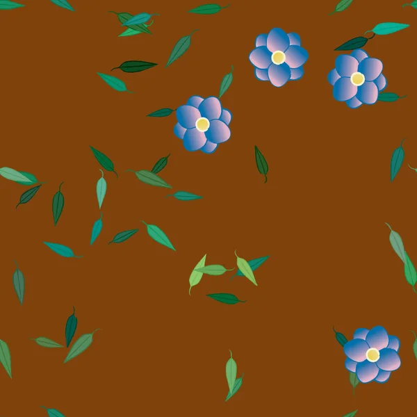 Composition Design Avec Fleurs Simples Feuilles Vertes Illustration Vectorielle — Image vectorielle