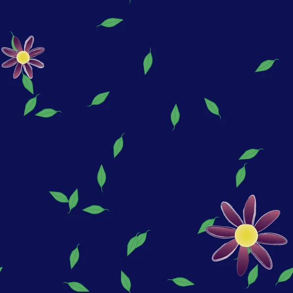 Fleurs Simples Avec Des Feuilles Vertes Composition Libre Illustration Vectorielle — Image vectorielle