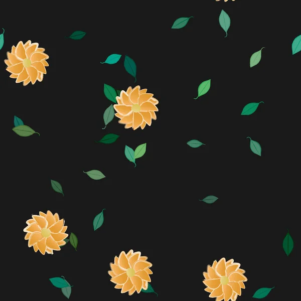 Composición Diseño Con Flores Simples Hojas Verdes Ilustración Vectorial — Vector de stock