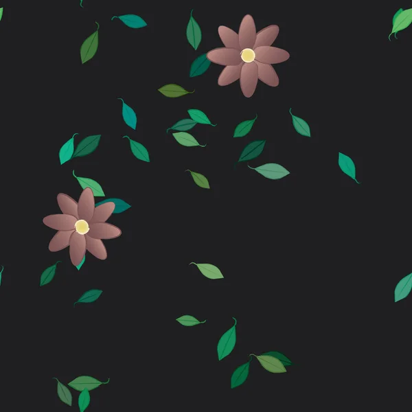 Composición Libre Con Flores Colores Simples Hojas Verdes Para Papel — Archivo Imágenes Vectoriales