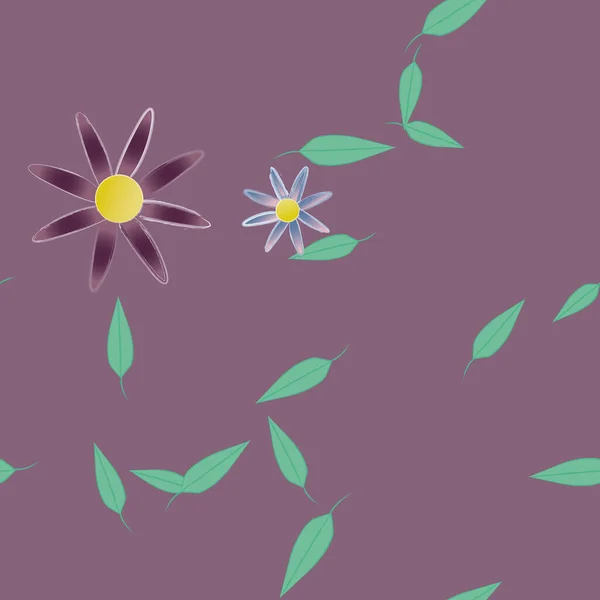 Composition Design Avec Fleurs Simples Feuilles Vertes Illustration Vectorielle — Image vectorielle