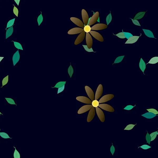 Composición Libre Con Flores Colores Simples Hojas Verdes Para Papel — Vector de stock