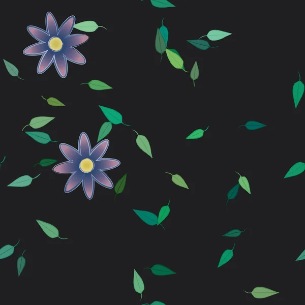 Composição Design Com Flores Simples Folhas Verdes Ilustração Vetorial —  Vetores de Stock