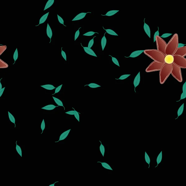 Composición Libre Con Flores Colores Simples Hojas Verdes Para Papel — Vector de stock